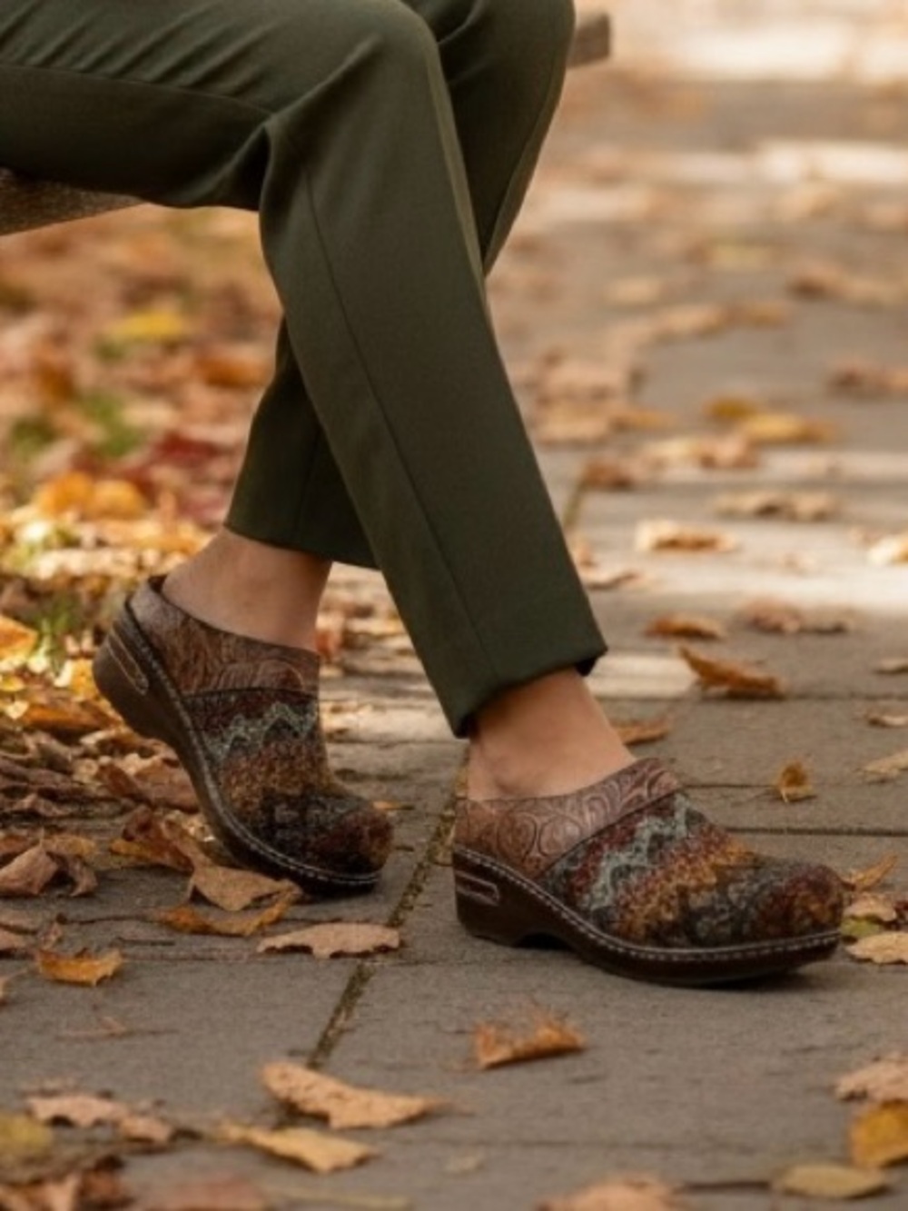 Spring Step LArtiste Womens 38 US 8 Zigino Brown Floral Knit Clogs Shoes Slip On